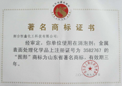 山东省著名商标证书